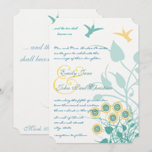 Amarillo cristiano e invitaciones Verde azuladas