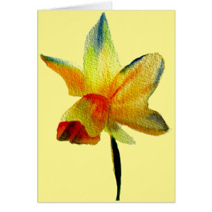 Amarillo Daffodil acuarela arte Primavera Flor