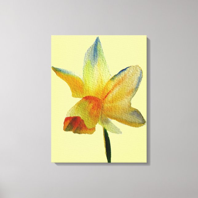 Amarillo Daffodil acuarela Flor de primavera arte (Anverso)