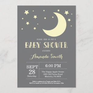 Amarillo de la invitación Baby Shower en la luna
