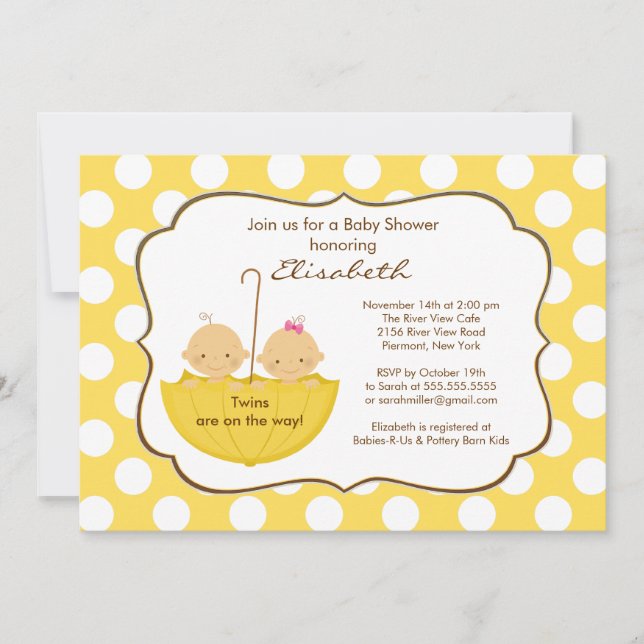 Amarillo de la invitación de Baby Shower del (Anverso)