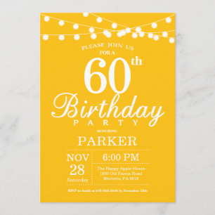 Amarillo de la invitación de cumpleaños número 60