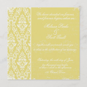 Amarillo de la invitación del boda del damasco del