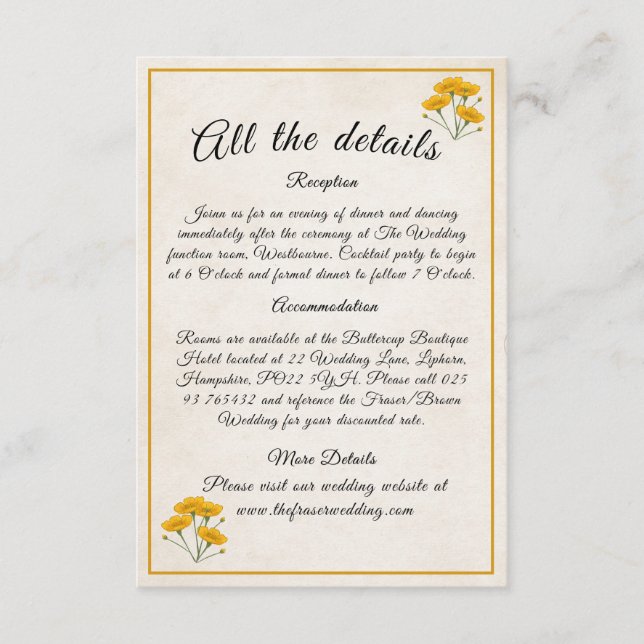 amarillo de la pradera victoriana - tarjeta de rec (Anverso)