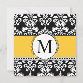 Amarillo de las invitaciones a la boda del monogra
