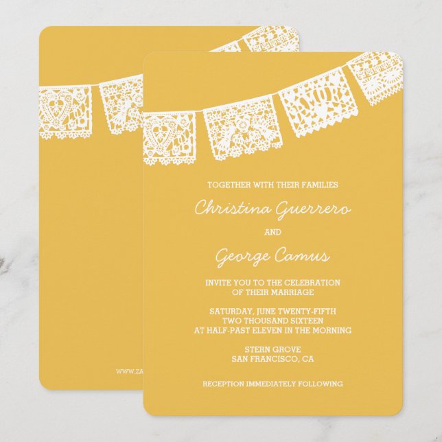 Amarillo del papel | Invitación a la boda (Anverso / Reverso)