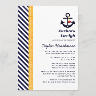 Amarillo e invitaciones nupciales náuticas de la