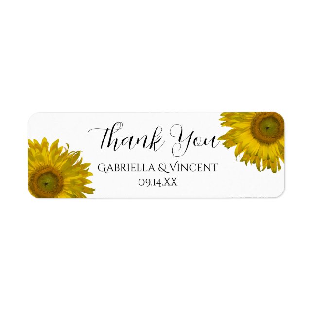 Amarillo Girasol Gracias Etiqueta De Favor (Frente)