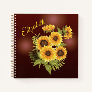 Amarillo girasol Marrón Rústico Añadir Diario de n