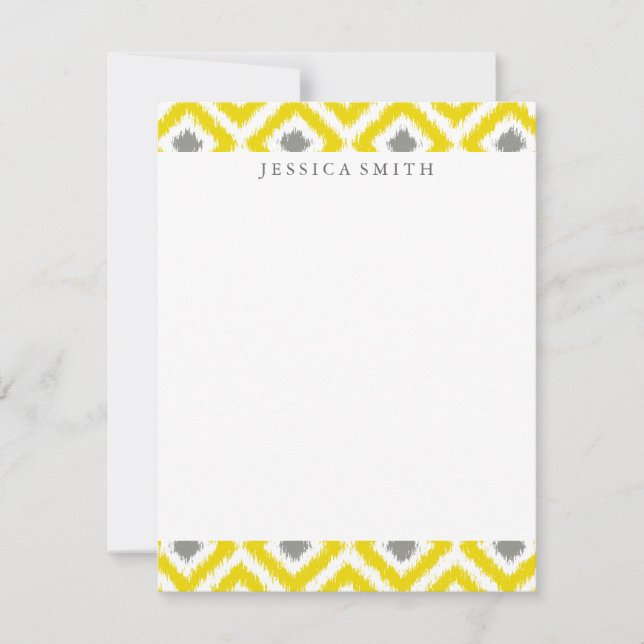 Amarillo Gris Diamantes Patrón Ikat Gracias (Anverso)