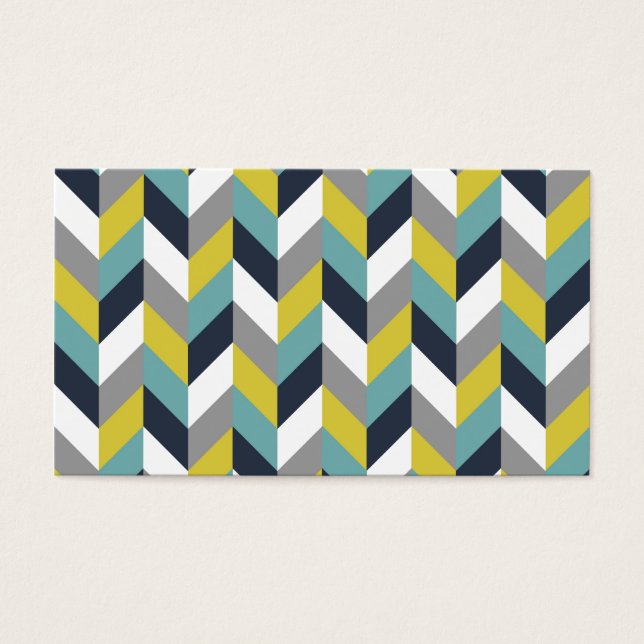 Amarillo Gris Verde Azul Naval Herringbone Chevron (Frente)