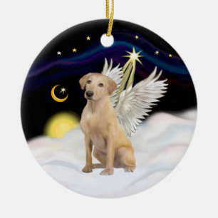 Amarillo Labrador Recuperador Ángel Ornamento Cerá