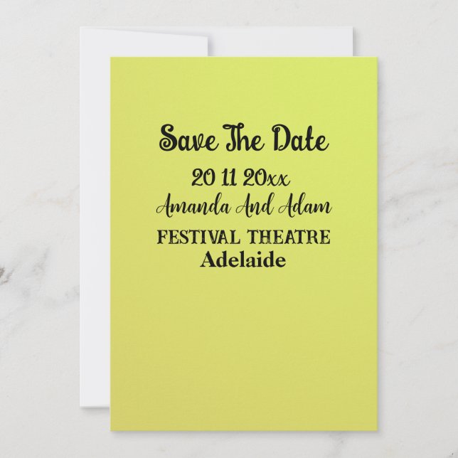 Amarillo Melón, Salva La Invitación De Boda De Fec (Anverso)