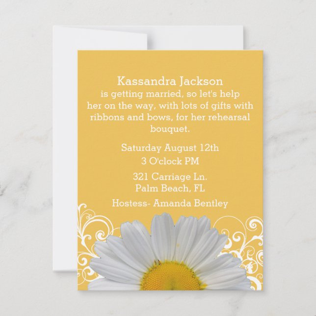 Amarillo moda con Daisy Bridal Shower Invitación (Anverso)