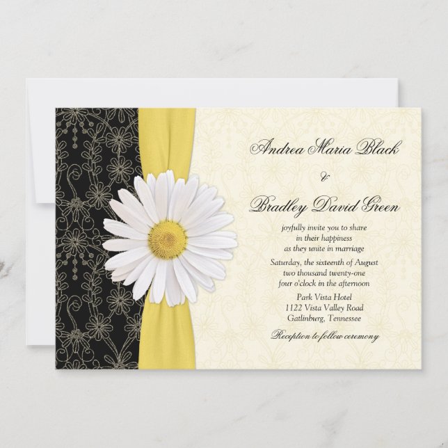 Amarillo negro marfileño, invitación a la boda (Anverso)