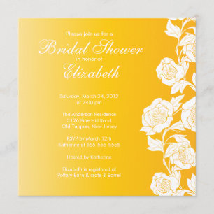 Amarillo nupcial floral elegante de la invitación