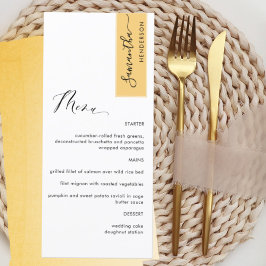 Amarillo personalizado con nombre de invitado Menú