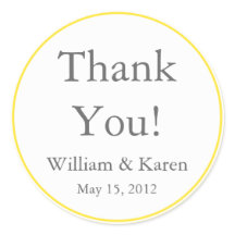 Amarillo personalizado Gracias Pegatinas y etiquet