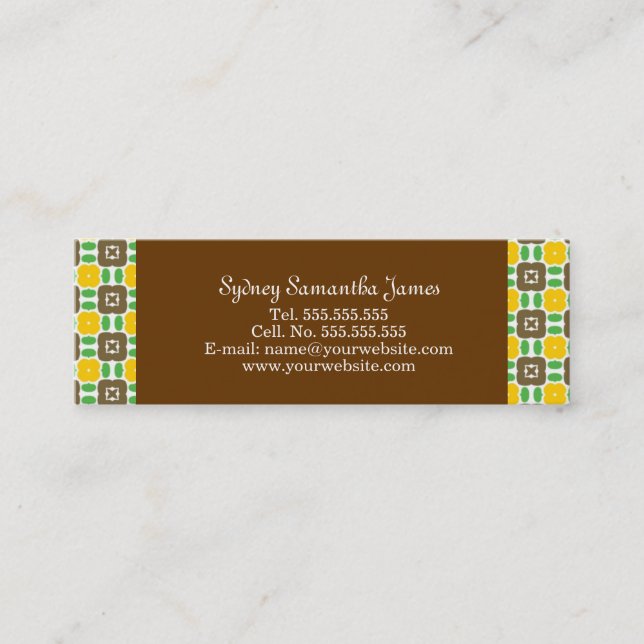 Amarillo retro y tarjeta del perfil de Brown (Anverso)