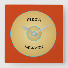 Amarillo rojo brillante con pizza Textos > Relojes