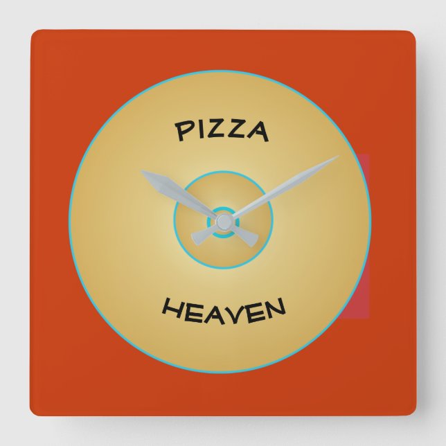 Amarillo rojo brillante con pizza Textos > Relojes (Anverso)