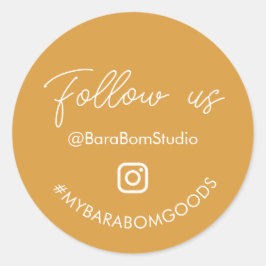 Amarillo Síguenos en Instagram Pegatina de paquete