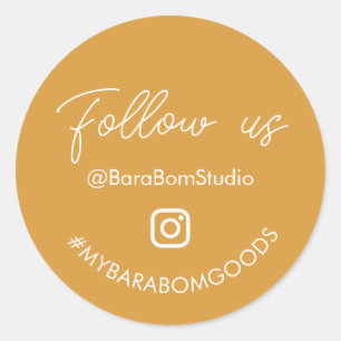 Amarillo Síguenos en Instagram Pegatina de paquete