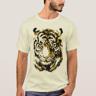 Amarillo tigre beige   Camiseta de tigre colorida