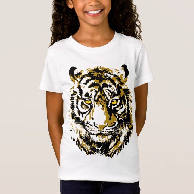 Amarillo tigre - Camiseta colorida cara tigre (Anverso)