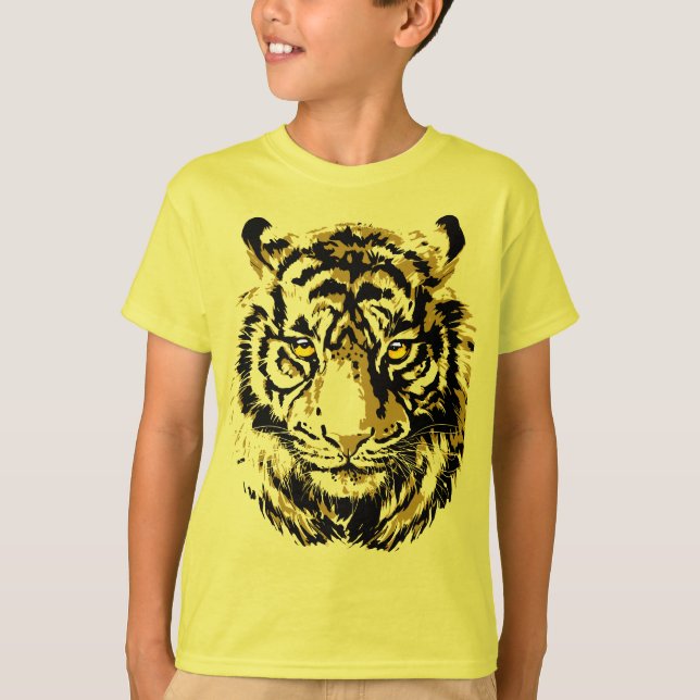 Amarillo tigre | Camiseta colorida frente al tigre (Anverso)