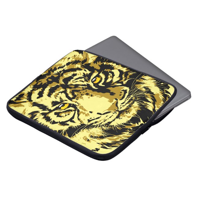 Amarillo tigre | Funda de portátil tigre beige col (Superior anverso)