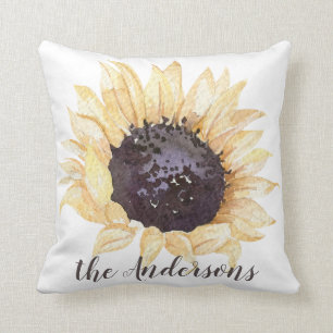 Amarillo y Cojín decorativo personalizado girasol