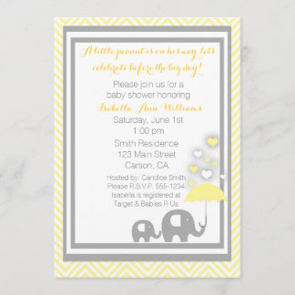 Amarillo y gris de la invitación de Baby Shower