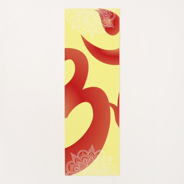Amarillo y Om Rojo Mandala Yoga Mat (Anverso)