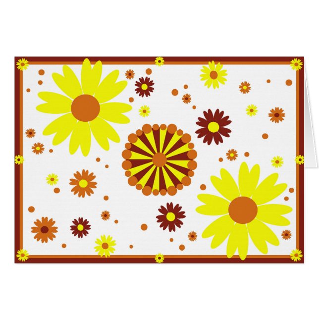 Amarillo y tarjeta de las flores de Brown (Anverso (Horizontal))