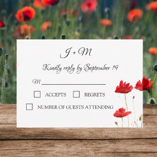 Amaripos rojos Flor de amapola moderna RSVP