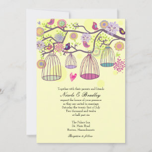 Amarra jaula pájaros Invitación a la boda