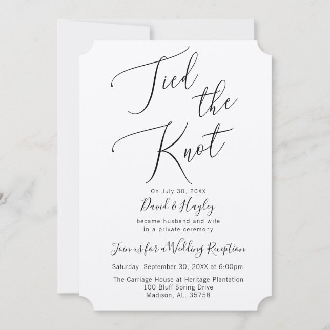 Amarrado a la invitación a la recepción de la boda (Anverso)