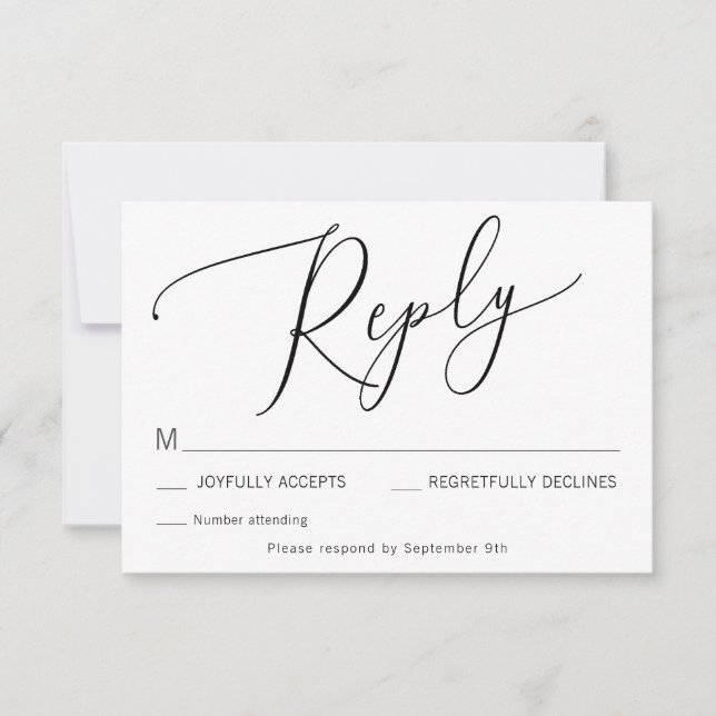 Amarrado a la tarjeta de gabinete RSVP de la boda  (Anverso)