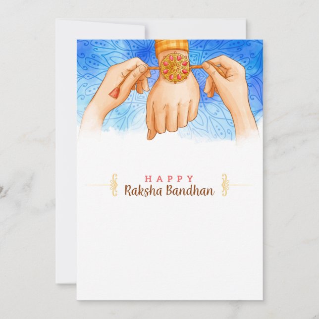 Amarrando la tarjeta de felicitación Raksha Bandha (Anverso)
