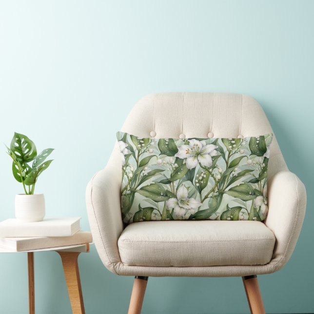 Amaryllis blanco y Cojín decorativo de invierno co (Silla)