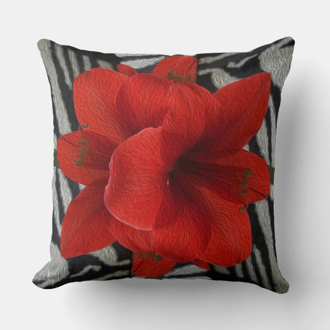 Amaryllis en la almohada gráfica floral del (Anverso)