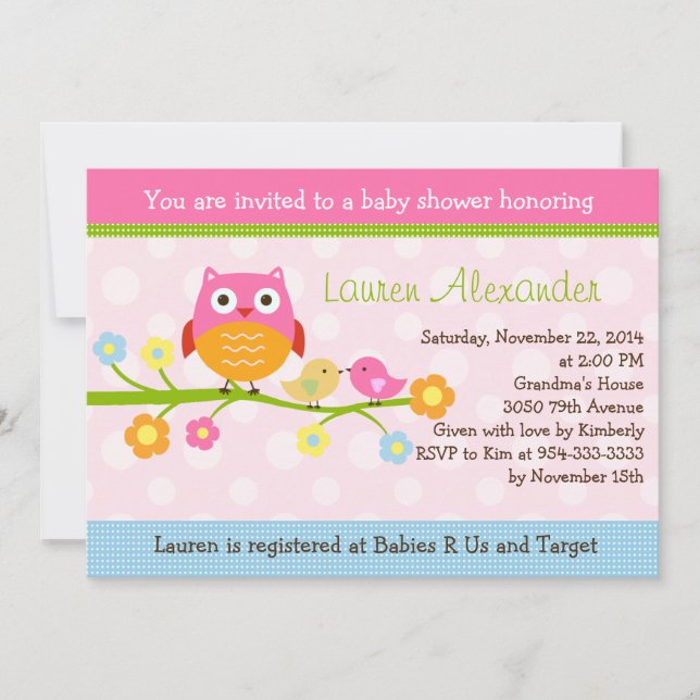 Amas y búhos de amor en la invitación a la sucursa (Anverso)