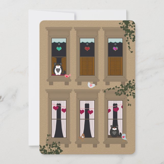 Amas y gatos Brownstone Windows Valentine (Anverso)