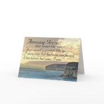 Amazing Grace Hymn Ocean Sunset Tarjeta de felicit