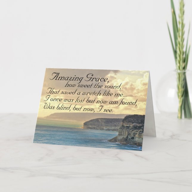 Amazing Grace Hymn Ocean Sunset Tarjeta de felicit (Anverso)