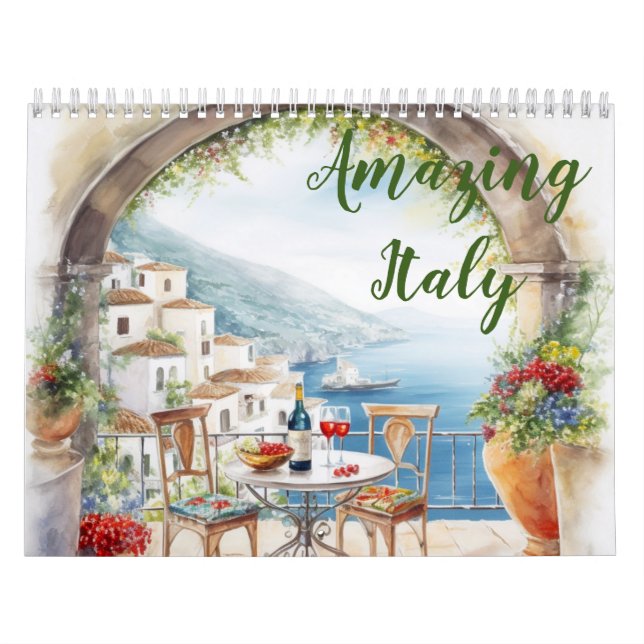 Amazing Italy 2024 Calendario mensual de años (Tapa)