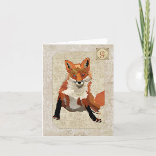 Amber Fox Monogram Notecard