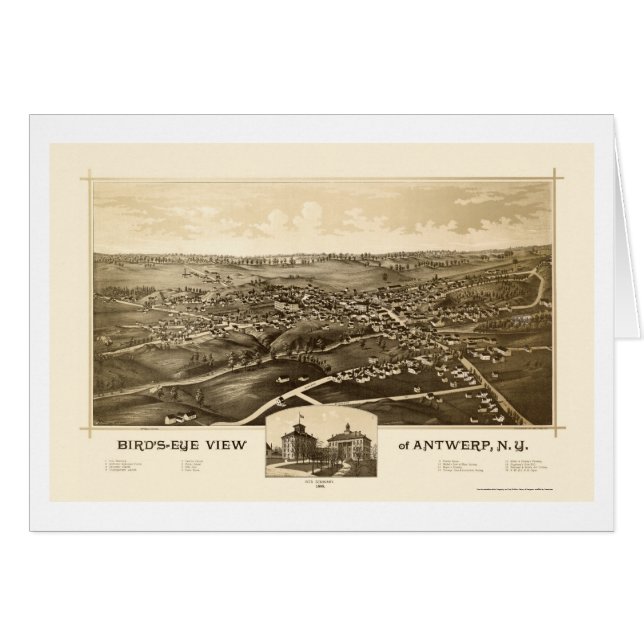 Amberes, mapa panorámico de NY - 1888 (Anverso (Horizontal))