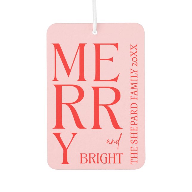 Ambientador 2025 Modern Merry and Bright Red Pink Christmas (Anverso)
